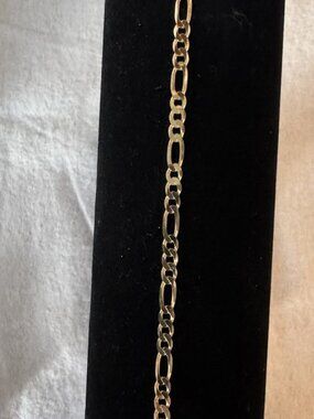 Figaro Bracelet 14K Gold Plated over 925 Sterling Silver 7 Inch 4mm Italian Made